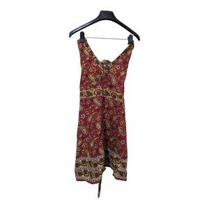 Bib apron floral tie back waist one size red yellow green floral